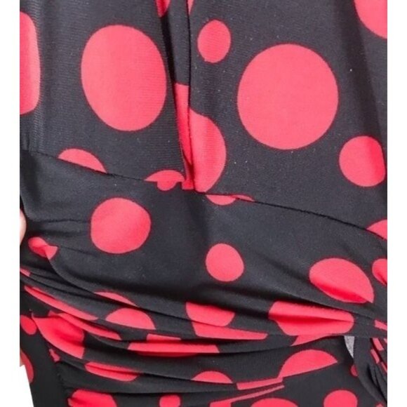 Danny & Nicole Fit & Flare Dress 8 Red Black  Polka Dot - Picture 3 of 6